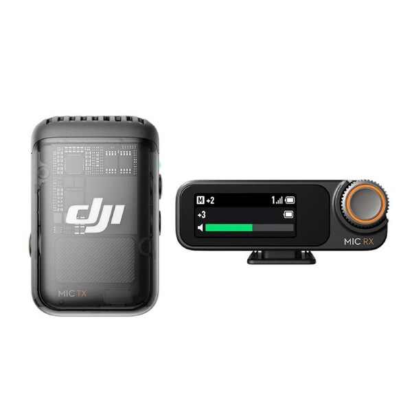 DJI Mic 2 (1 Transmitter + 1 Receiver) Wireless Microphone (For Android, iPhone, PC, Camera) Black