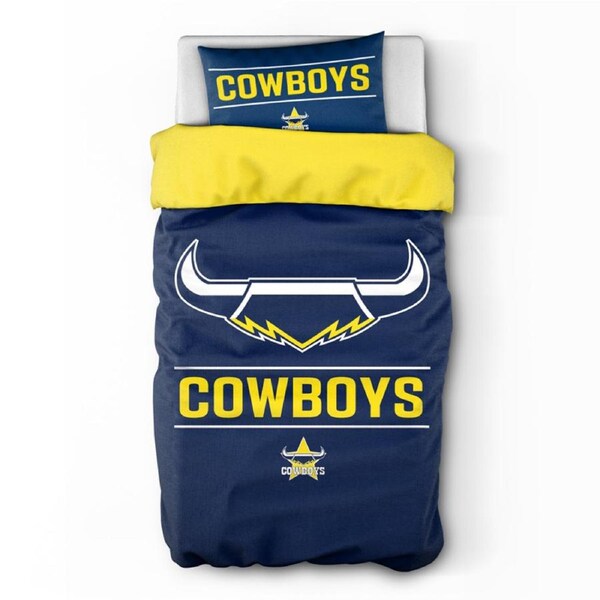 North Queensland QLD Cowboys NRL Team Logo Single Quilt Cover Set