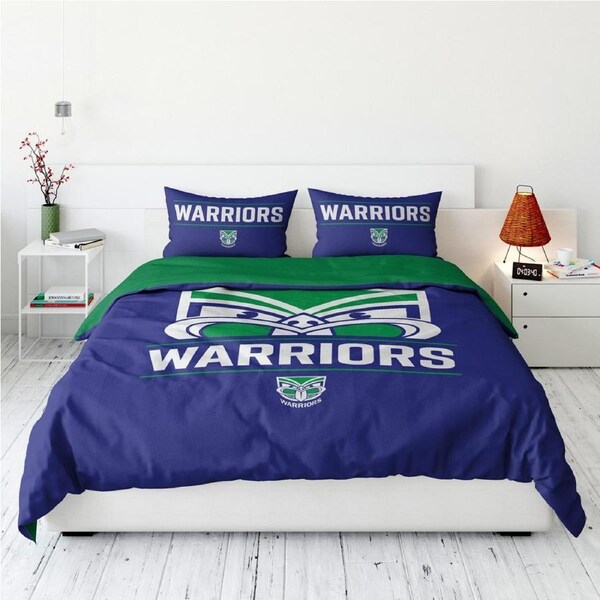 New Zealand NZ Warriors NRL Team Logo Queen Quilt Cover Set