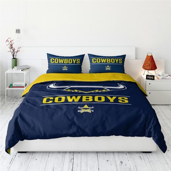 North Queensland QLD Cowboys NRL Team Logo King Quilt Cover Set