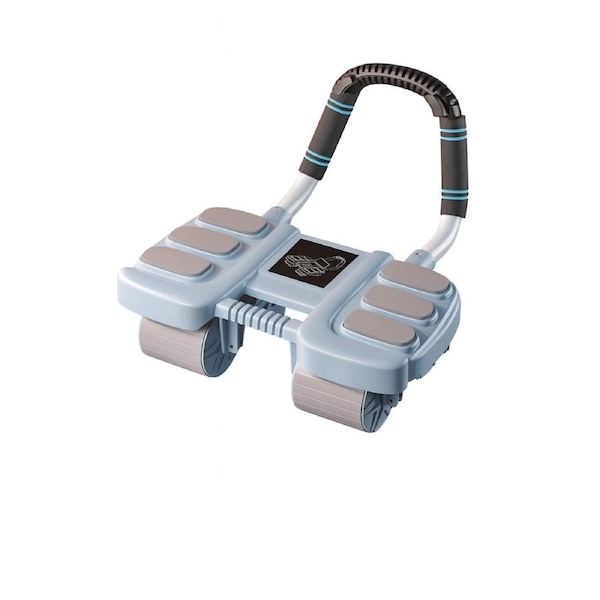 Ab Roller with Automatic Rebound 4-Wheel Core Trainer Blue