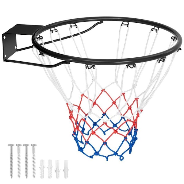 Costway 38CM Basketball Goal Rim Replacement Indoor Outdoor Wall Door Mounted Basketball Hoop Black