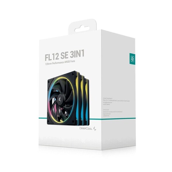 DeepCool FL12 SE 3 Pack 120mm Performance ARGB Fans , Hydro Bearing 120x120x25 mm(LxWxH) R-FL12SE-BKAPN3-G