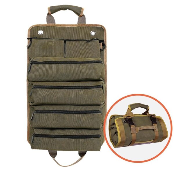 Tool Roll Organizer Tool Roll Up Oxford Bag Tool Large Wrench Super Big Pouch Green