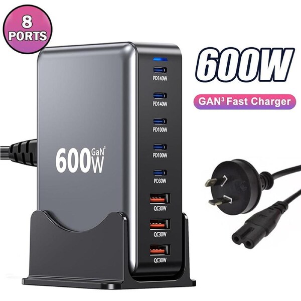 OZNALA 600W GaN Fast Charging Station – USB-C PD Desktop Charger for iPhone & Laptops