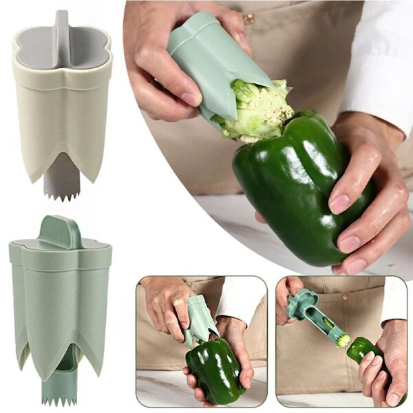 2pcs 2-in-1 Fruit Pepper Corer Corer Seed Removing Tool Vegetable Coring Tool