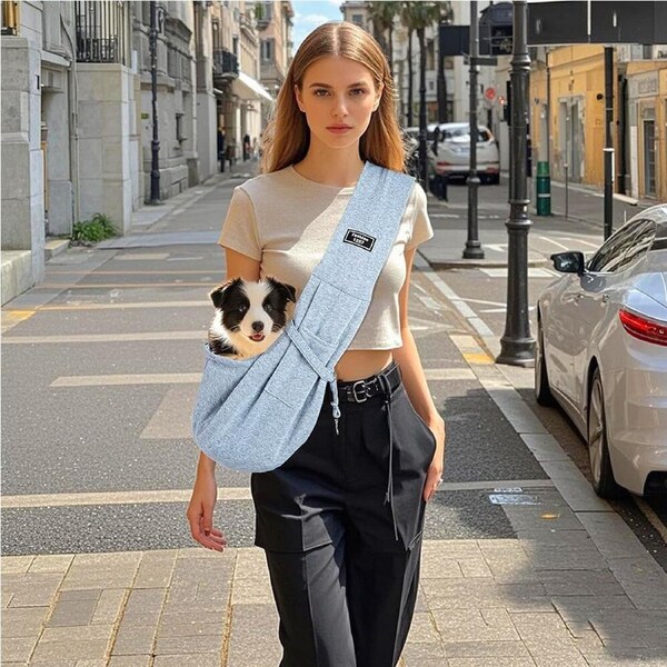 Small Dog Sling Carrier Pet Papoose & Adjustable Strap for 2-7.5 KG Pets