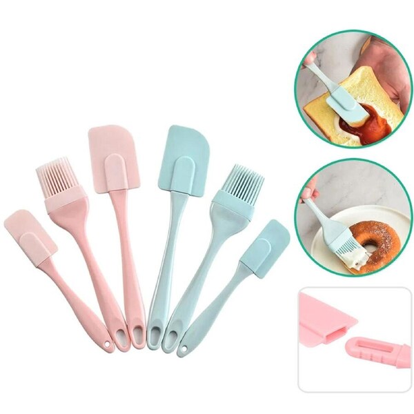6Pcs Non-Stick Silicone Cream Scraper Bread Cake Butter Spatula Mixer Oil Brush