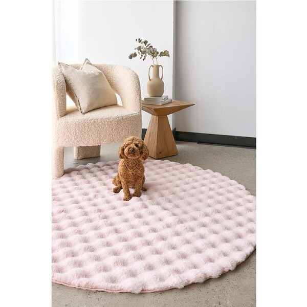 Rug Culture Bubble Washable Runner Rug Blush 100X100CM