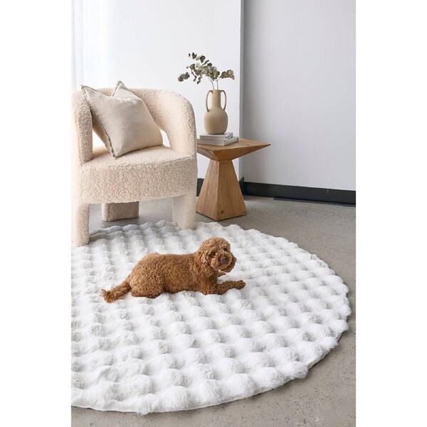 Rug Culture Bubble Washable Runner Rug White 100X100CM