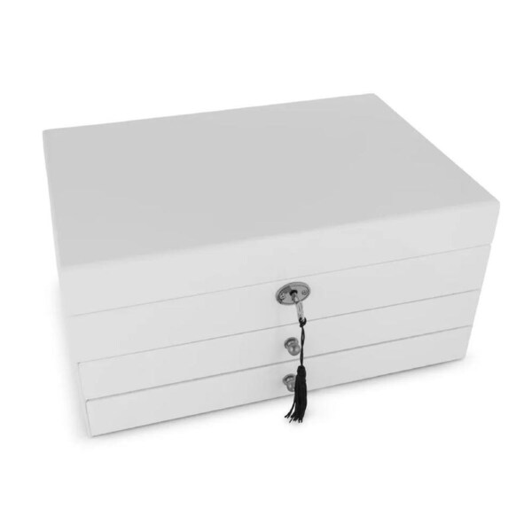Russell Collection - White Glass 1 Drawer Jewellery Box 34cm