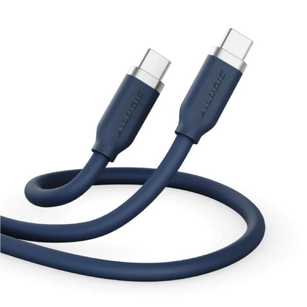 Elements Silicone 5A/240W USB2 USB-C to C Male Cable with cable tie Titanium Blue 1m