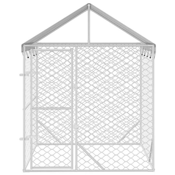Outdoor Dog Kennel with Roof Silver 2x2x2.5 m