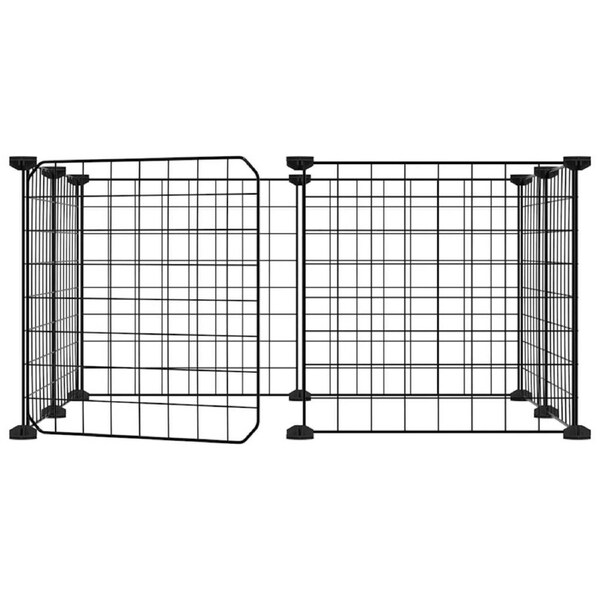 28-Panel Pet Cage with Door Black 35x35 cm