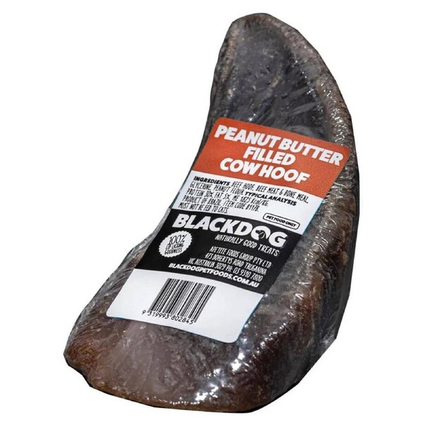 Black Dog Filled Cow Hoof - Peanut Butter