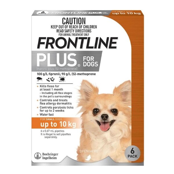 Frontline Plus Dog 0-10kg Small 6pk Orange