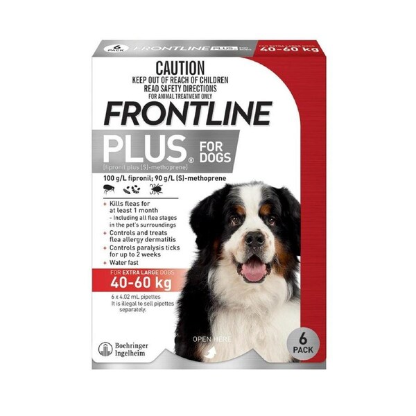 Frontline Plus Dog 40-60kg X/Lge 3pk Red
