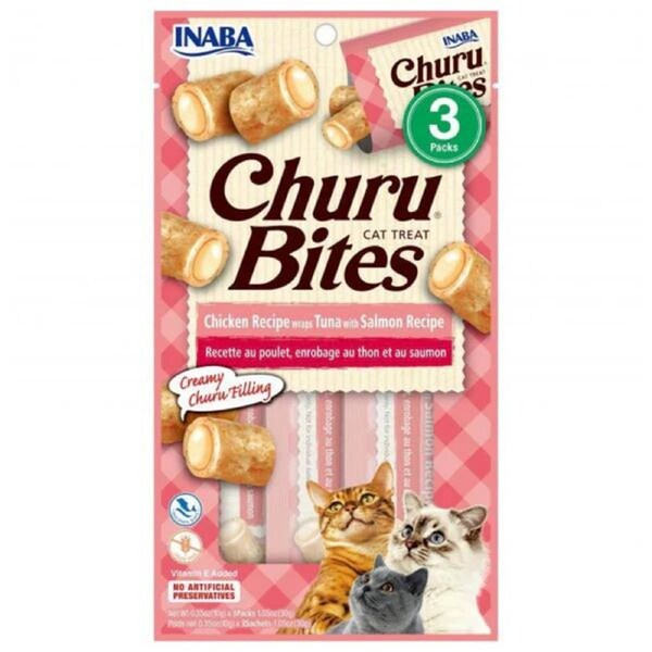 Inaba Cat Churu Bites Chicken Wrap Tuna & Salmon 30g 6pk