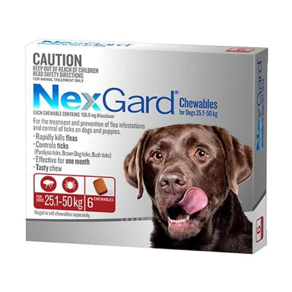 Nexgard Xlge 25.1 - 50kg 6pk Red