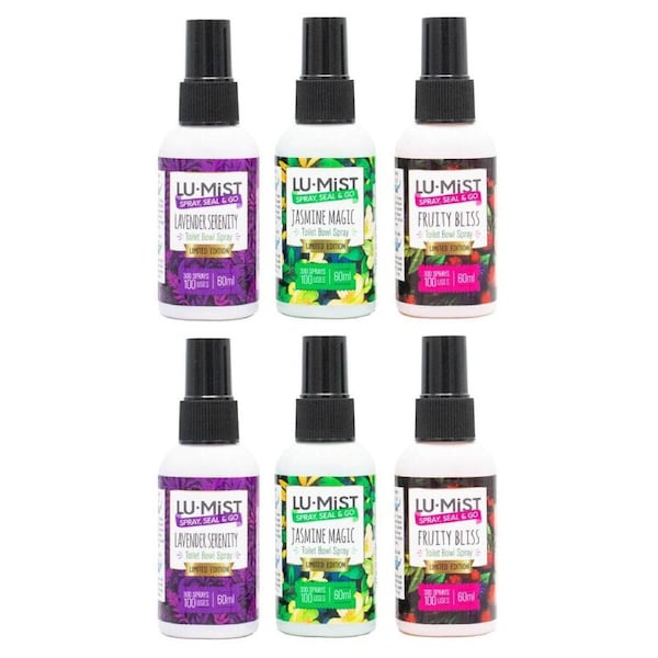 6PK Lumist 60ml Toilet Bowl Spray Assorted Fragrance Odour Eliminator