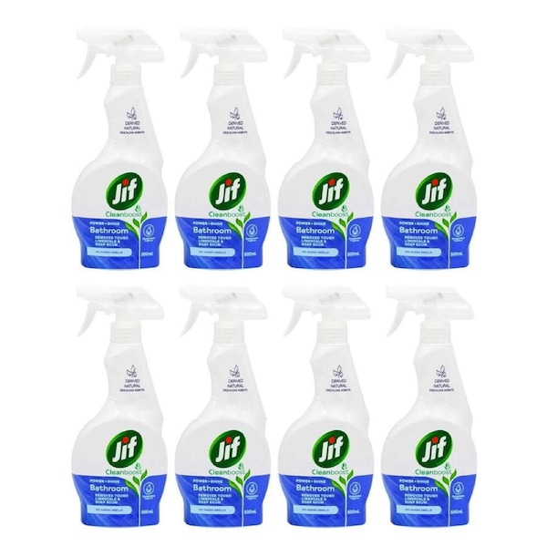 8PK Jif Cleanboost Power & Shine 500ml Bathroom Spray Limescale Cleaner