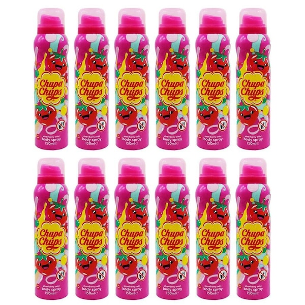 12PK Chupa Chups 150ml Body Spray Strawberry Swirl Sweet Fragrance Mist