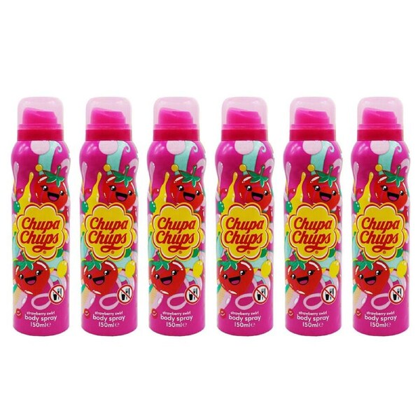 6PK Chupa Chups 150ml Body Spray Strawberry Swirl Sweet Fragrance Mist