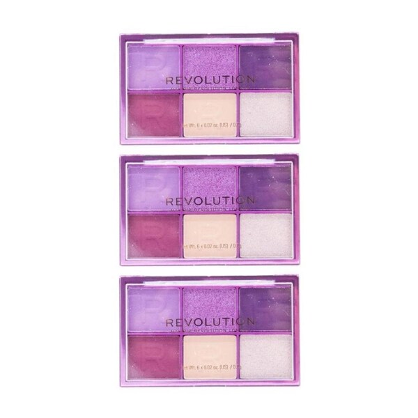 3PK Revolution 0.7g Mini Colour Reloaded Eye Shadow Palette Purple Please