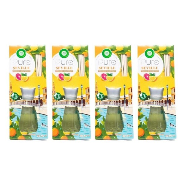 4PK Air Wick Pure Seville 30ml Reed Diffuser w/ Sticks Orange & Grapefruit