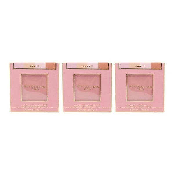 3PK Revolution Pro 8G Blush & Highlighter Palette Party Beauty Makeup