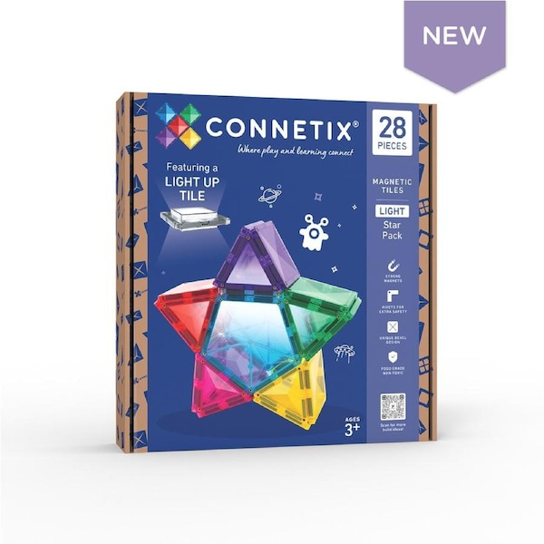CONNETIX Magnetic Tiles Light Star Pack, 28pc