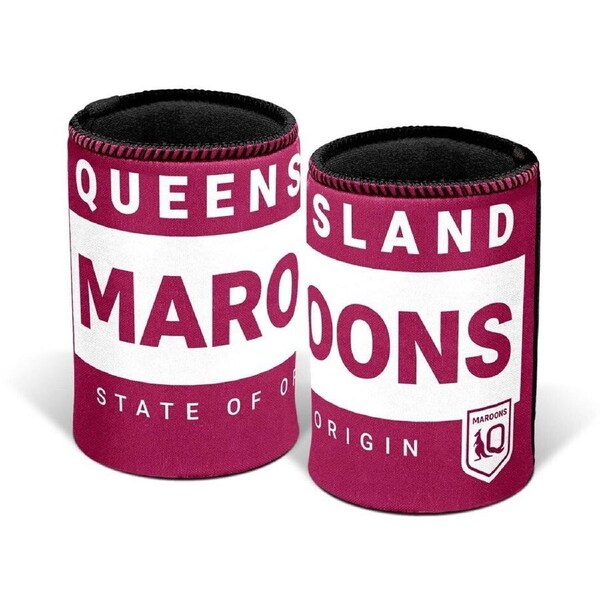 NRL Stubby Can Cooler - Queensland Maroons - QLD - Origin - Rubber Base
