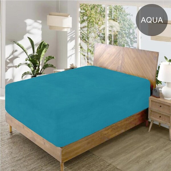 Kingdom Classic Percale Easy Care Fitted Sheet Single / Aqua