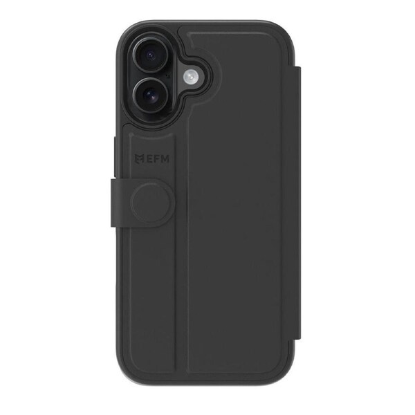 EFM Venice Leather Wallet Phone Case for iPhone 17 6.3in Black