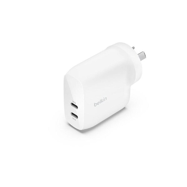 Belkin BoostCharge Pro 60W Dual Port USB-C Wall Charger Adapter White