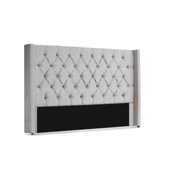 Bed Head Winged Headboard - Milano Royale Light Grey Fabric (Super King, King, Queen) Super King