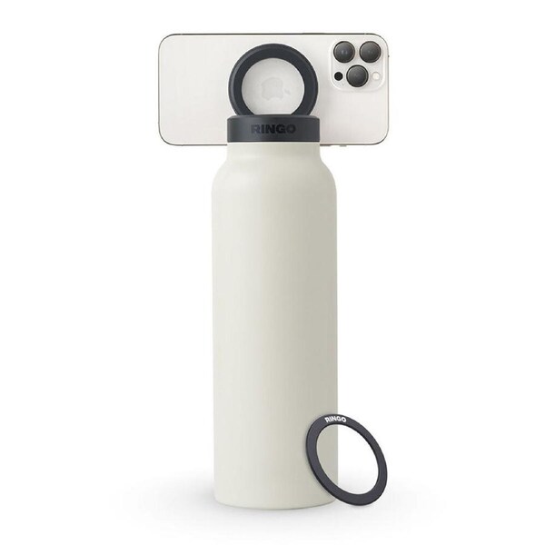 Ringo Insulated Water Drink Bottle w/ Magnetic Phone Mount 950ml Ivory