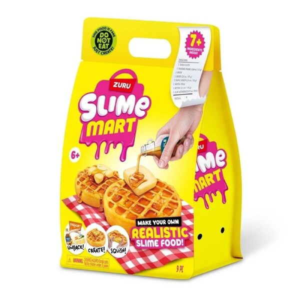 9 Piece Zuru Slime Mart Make Your Own Realistic Slime Food Playset - Waffles