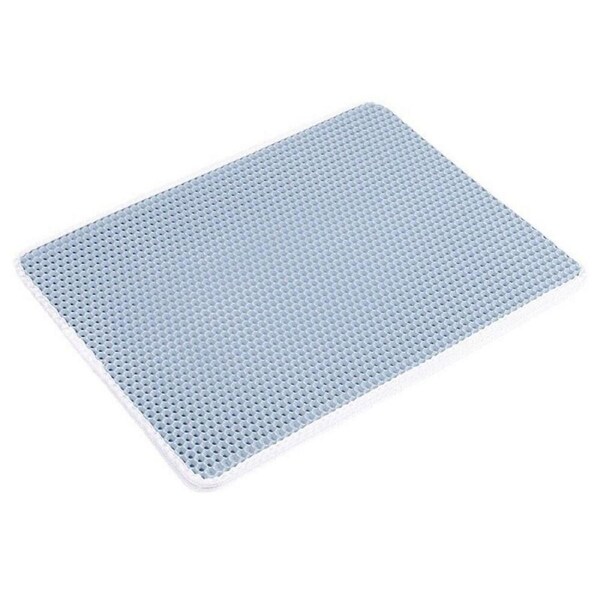 Double-Layer Cat Litter Mat Waterproof Trapper Foldable Pad Pet Rug Home Urine~Blue Large