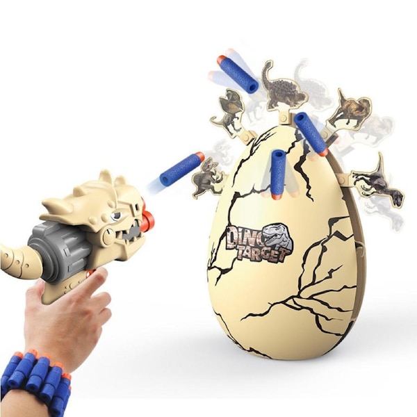 Nevenka Dinosaur Gun Toys Egg Rotating Shooting Toy with Soft Foam Darts