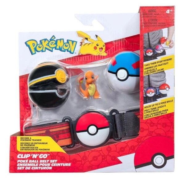 Pokemon Clip 'N' Go Poke Ball Belt Set Charmander + Luxury Ball and Great Ball