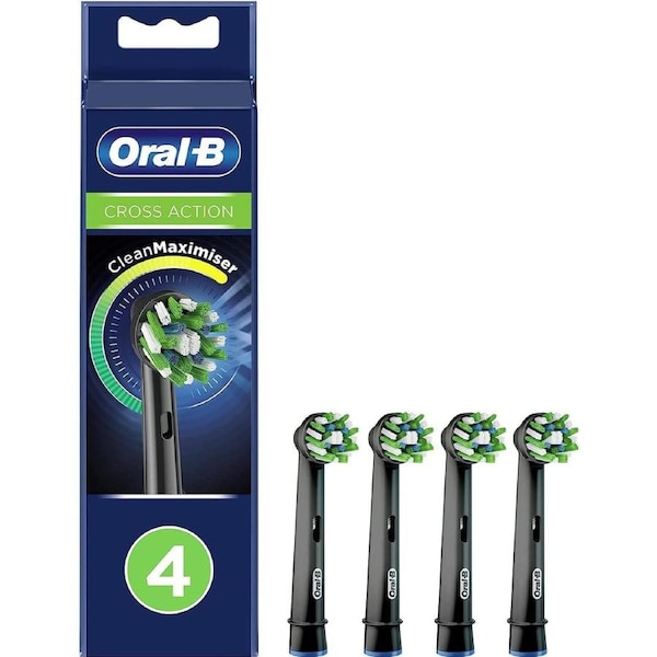 Oral-B CrossAction Toothbrush Heads Black Refill Pack 4 Count