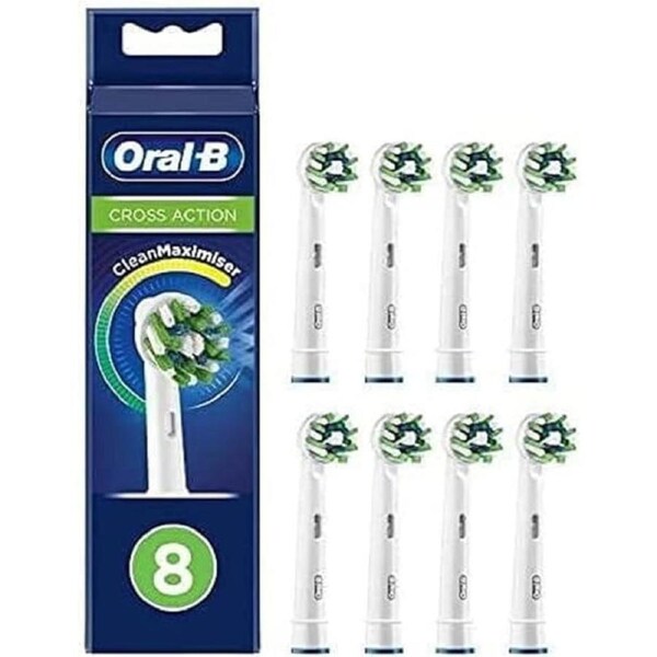 Oral-B CrossAction Toothbrush Head Refills 8 Pack Replacement Brush Heads