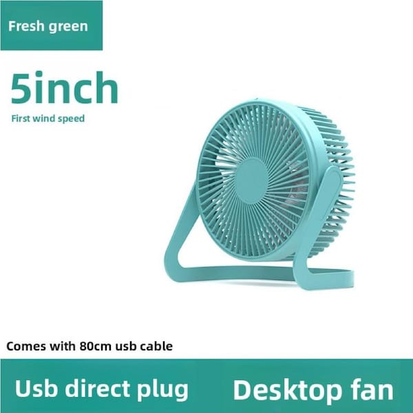 New Small Fan Office Desktop Charging Fan USB Dormitory Student Electric Fan High Airflow Endurance Fan 5-inch light blue
