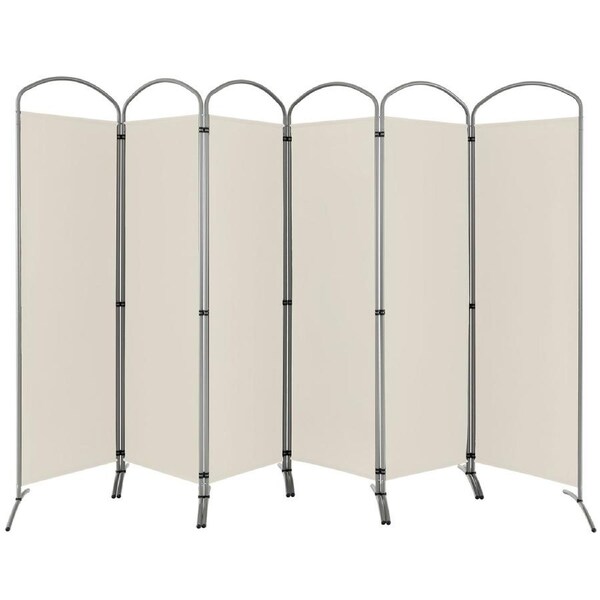 Costway 6-Panel Room Divider Folding Privacy Screen Wall Partition Stand Home Living White
