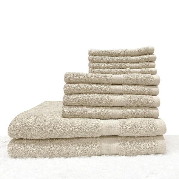 Ramesses Antibacterial Bamboo-Cotton 10 Piece Bath Towel Set - 600GSM Cream
