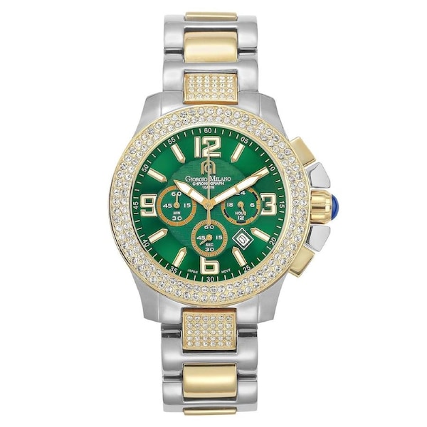 Giorgio Milano Two-Tone Steel Green Dial Chronograph Unisex Watch - 839STG18