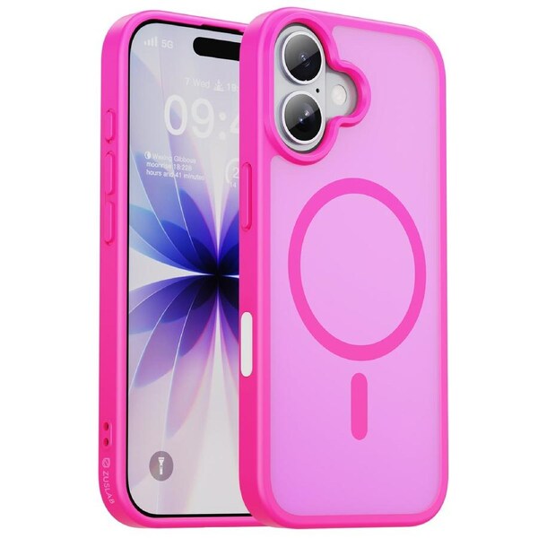 ZUSLAB for Apple iPhone 17 Case Slim Protective Cover with MagSafe Shockproof TPU Frosted Back - Hot Pink