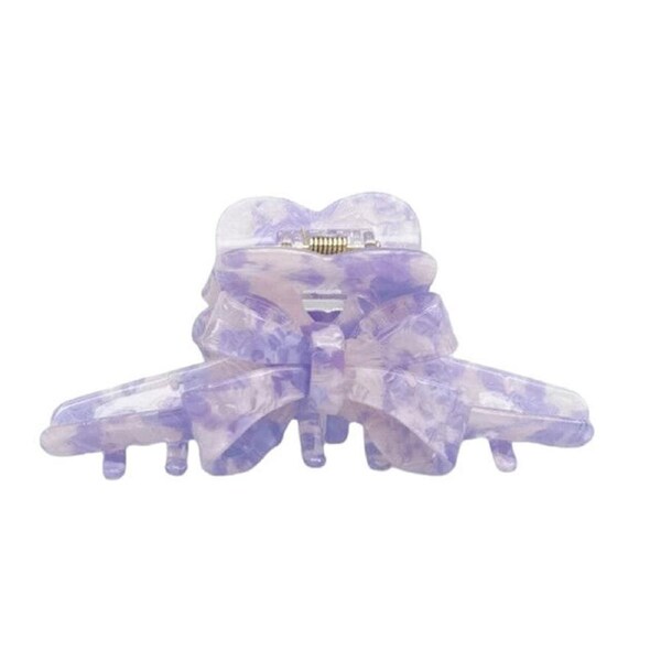 Urban Acrylic Marble Bow Claw Clip Women's Hair Accessory Purple/Cream
