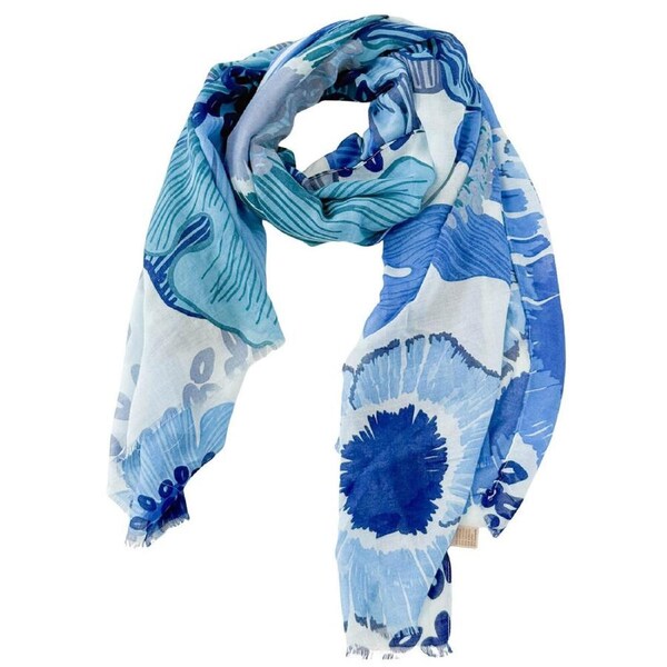 Urban Flower Field Silk-Feel Scarf Women's Accessory 90x180cm Blue